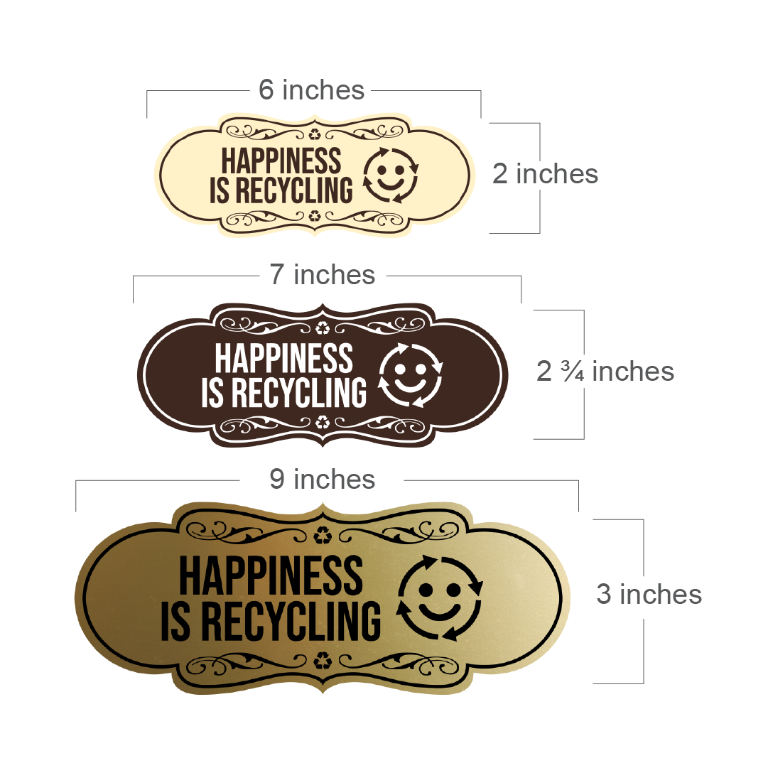 Signs ByLITA Designer Happiness Is Recycling Wall or Door Sign