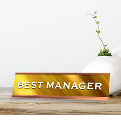 Signs ByLITA Best Manager Silver Frame, Novelty Desk Sign (2x8?)