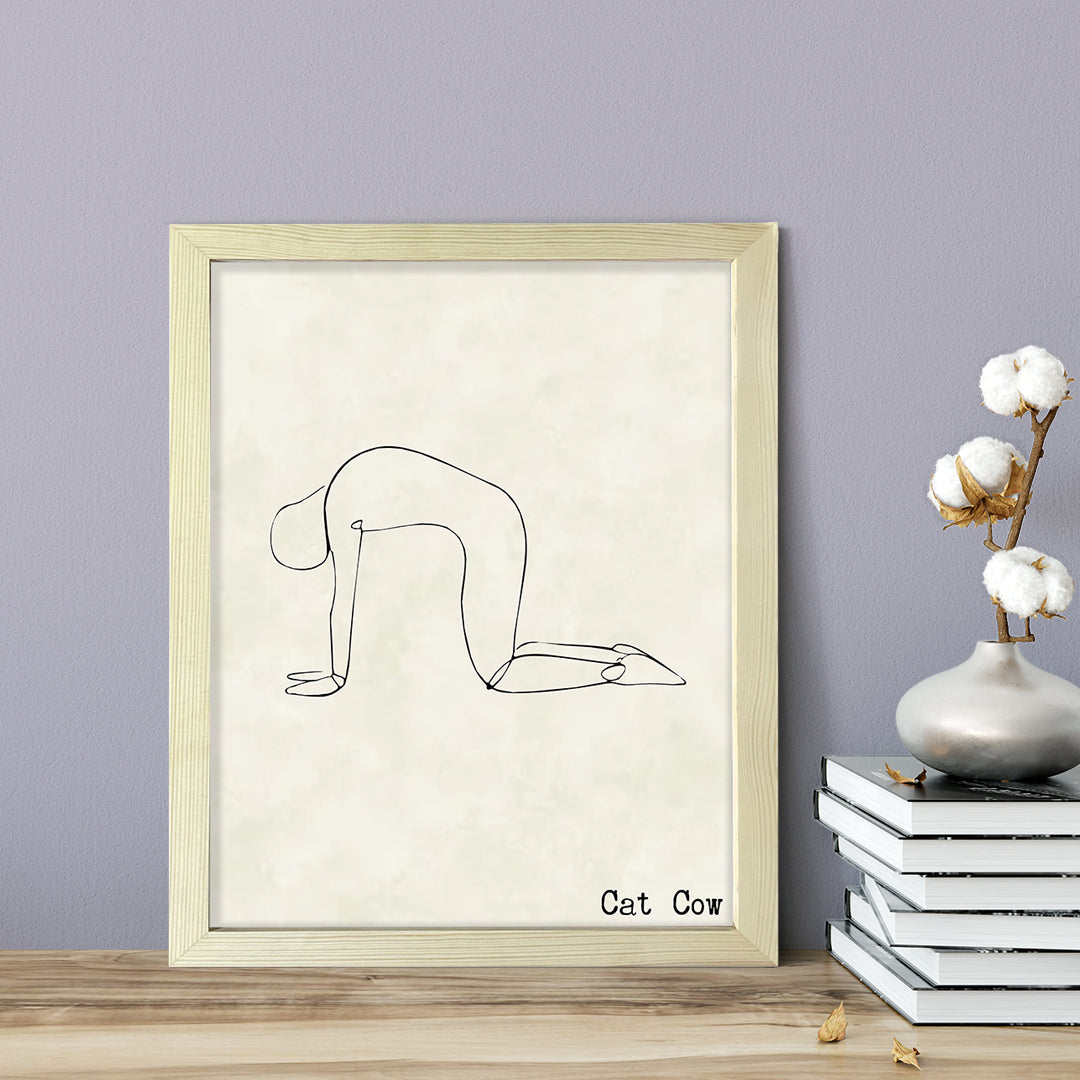 Cat Cow, FRAMED Print Yoga Wall Art