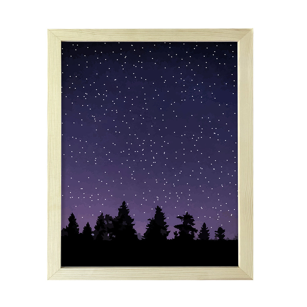 Designs ByLITA Forest Stars Night Sky, Wall Print Art | Beautiful Flowers | Stylish Modern Decoration For The Home and Office
