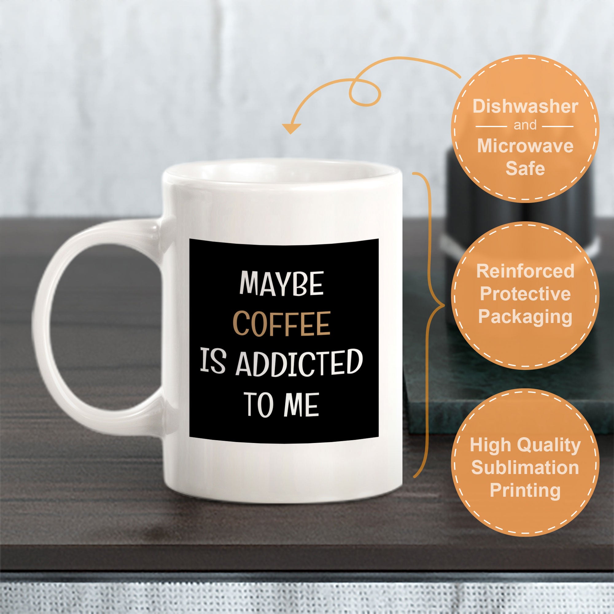 Maybe Coffee Is Addicted To Me 11oz Plastic or Ceramic Coffee Mug | Funny Home & Office Cups