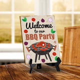 Signs ByLITA Welcome to our BBQ Party, Table Sign with Acrylic Stand (6x8“)
