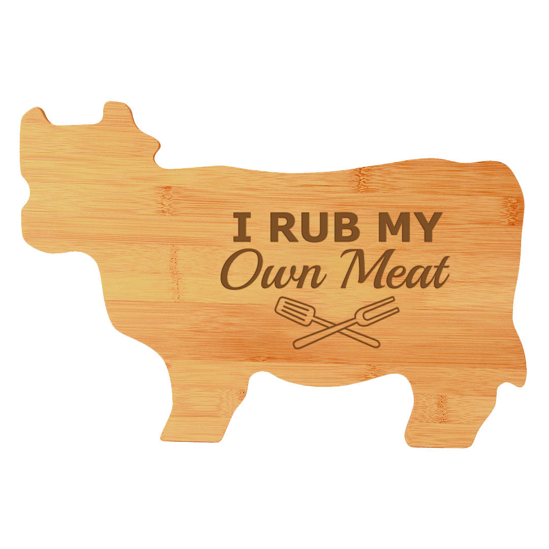 Designs ByLITA I Rub My Own Meat 14.75 x 9.75" Cow Shape Cutting Board | Funny Kitchen Chopping Board