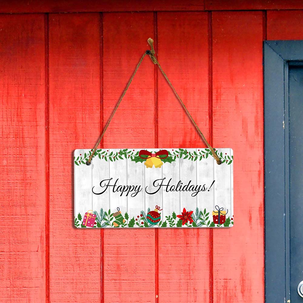 Customizable Christmas 5” x 10” Hanging Wall or Door Sign | Holiday Indoor Decoration