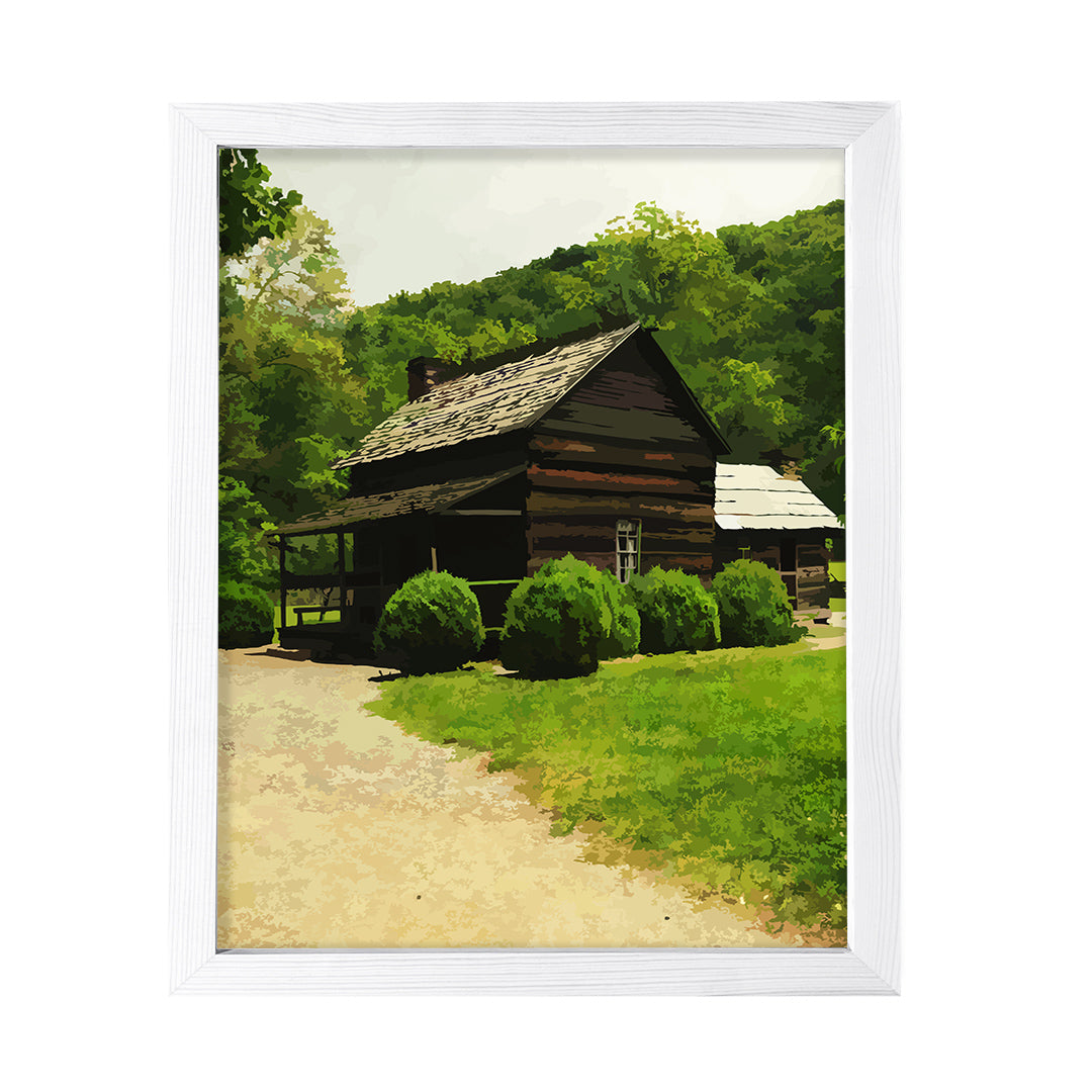 Peaceful Mountain Farm, Framed Print Sign Easy Installation | Forest and Trees | Stylish Modern Decoration For The Home and Officer