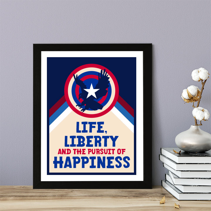 Designs ByLITA Life, Liberty and The Pursuit of Happiness, Wall Print Art | USA Patriotic Decoration (Unframed or Framed)