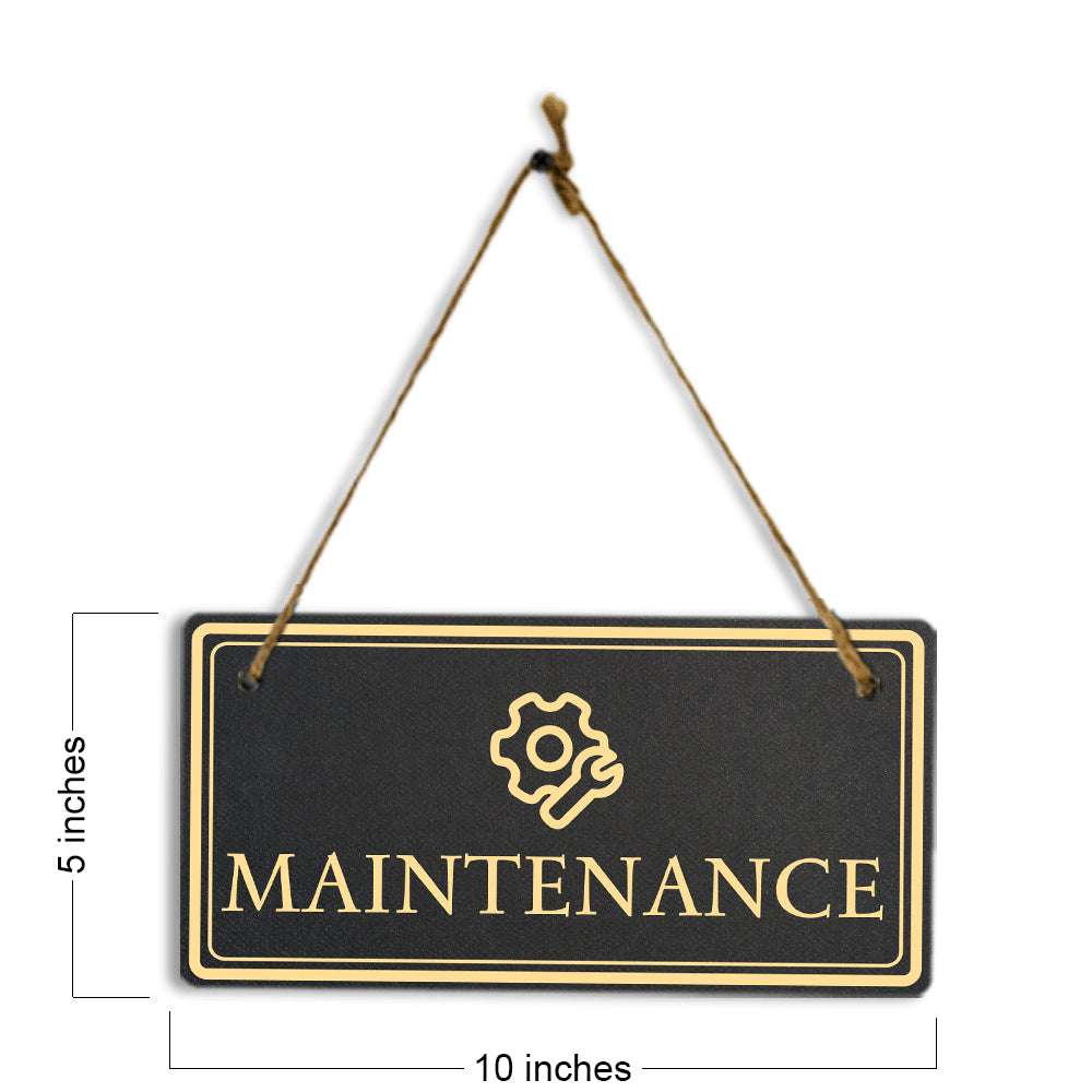 Maintenance 5x10 Hanging Plus Wall or Door Sign | Rustic Twine | Workplace Signage