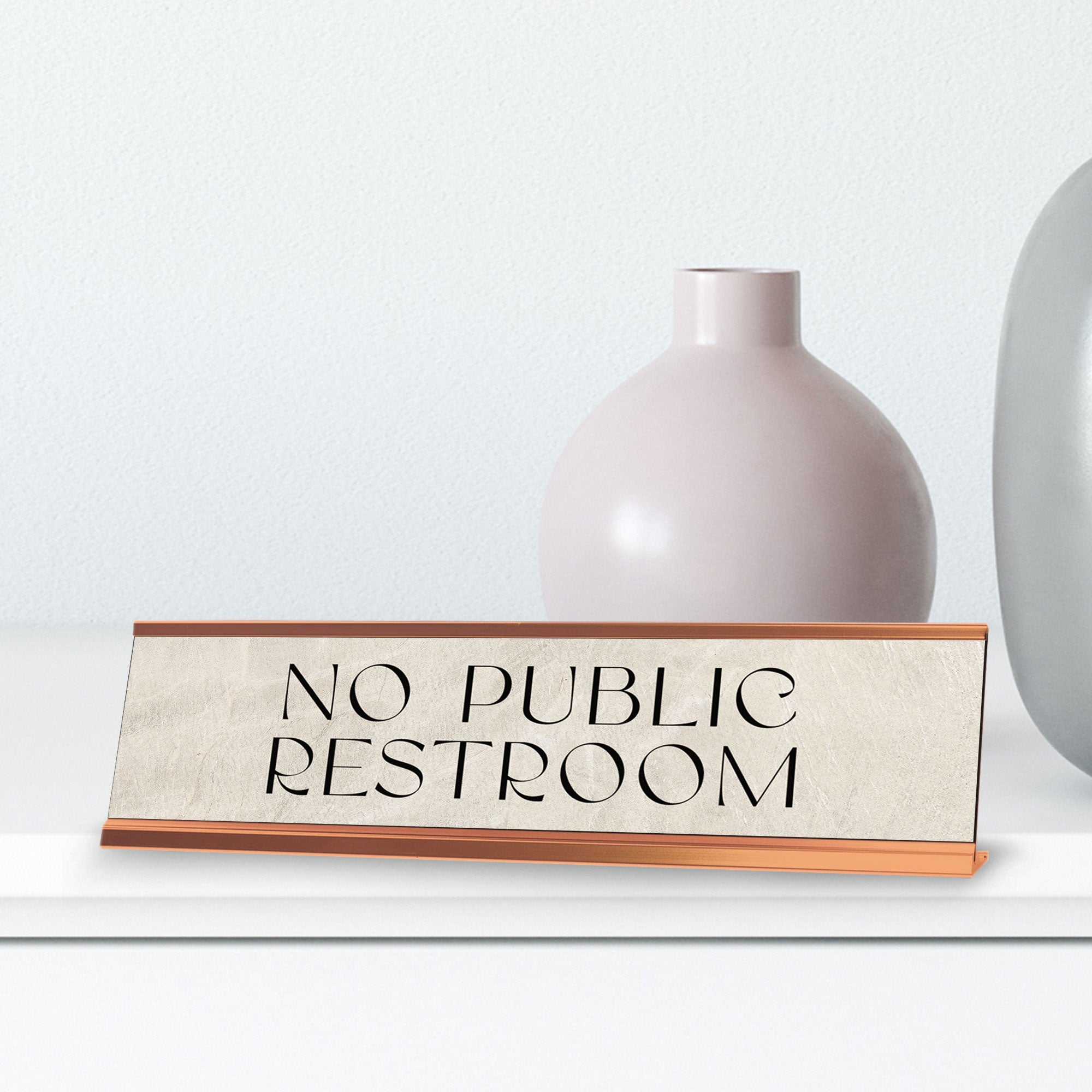 Signs ByLITA No Public Restroom Gold Frame, Novelty Desk Sign (2x8?)