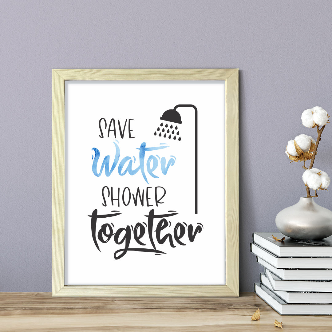 Save Water Shower Together, Framed Wall Art, Home Décor Prints