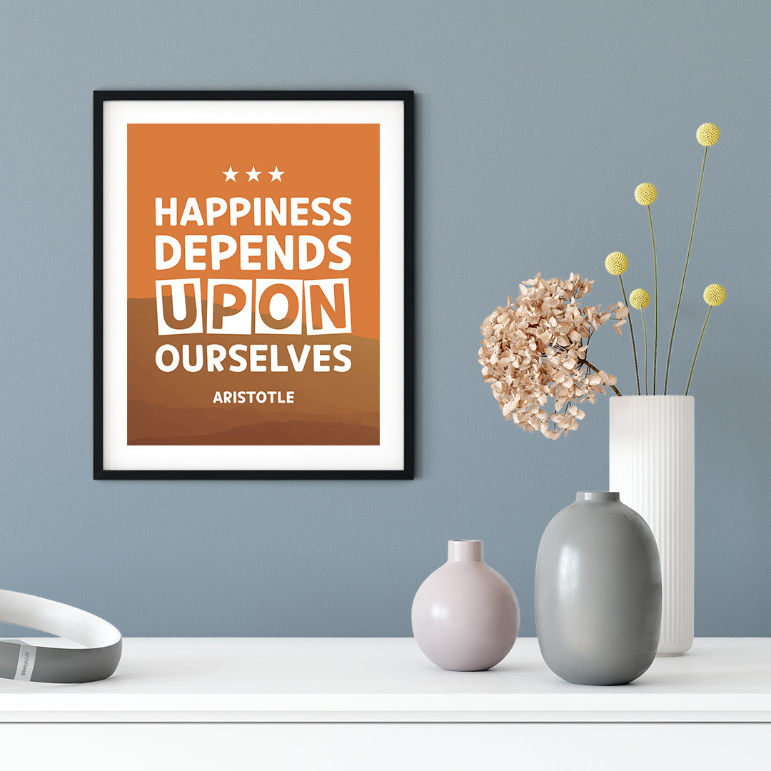 Designs ByLITA Happiness depends upon ourselves - Aristotle 2, Inspirational Wall Art