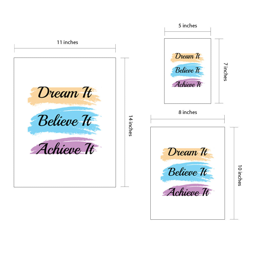 Designs ByLITA Dream It Believe It Achieve It, Wall Print Art | Motivational Home Decor