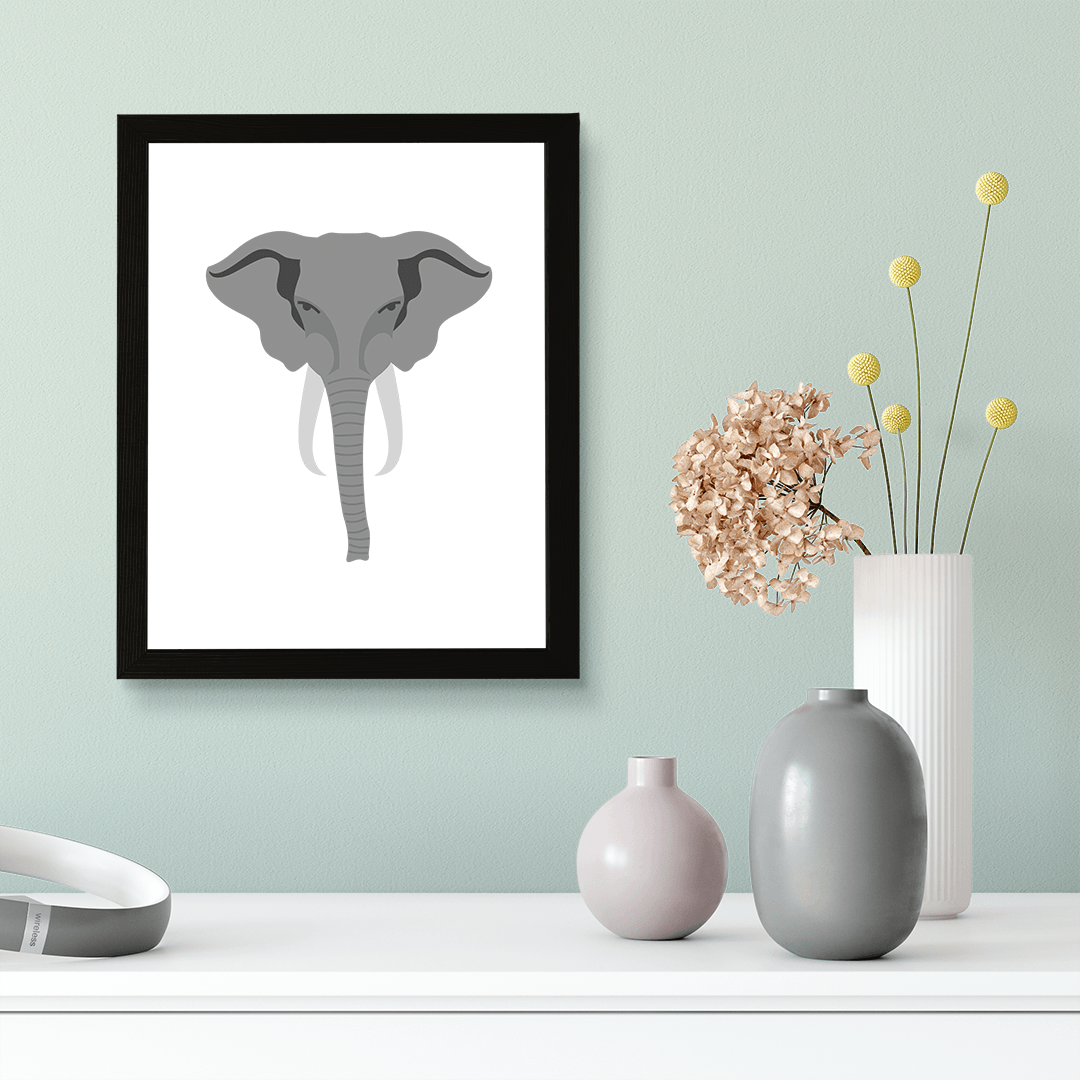 Designs ByLITA Elephant, Wall Print Animals Art | Family Presents | Bedroom | Stylish Kindergarten Decor