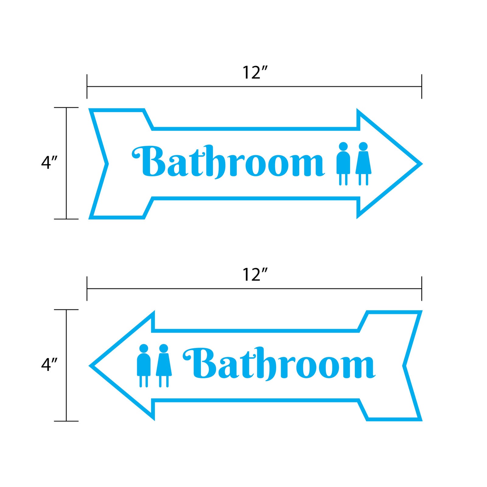Arrow Shape Bathroom 12x4" Wall or Door Sign | Restrooms Signage