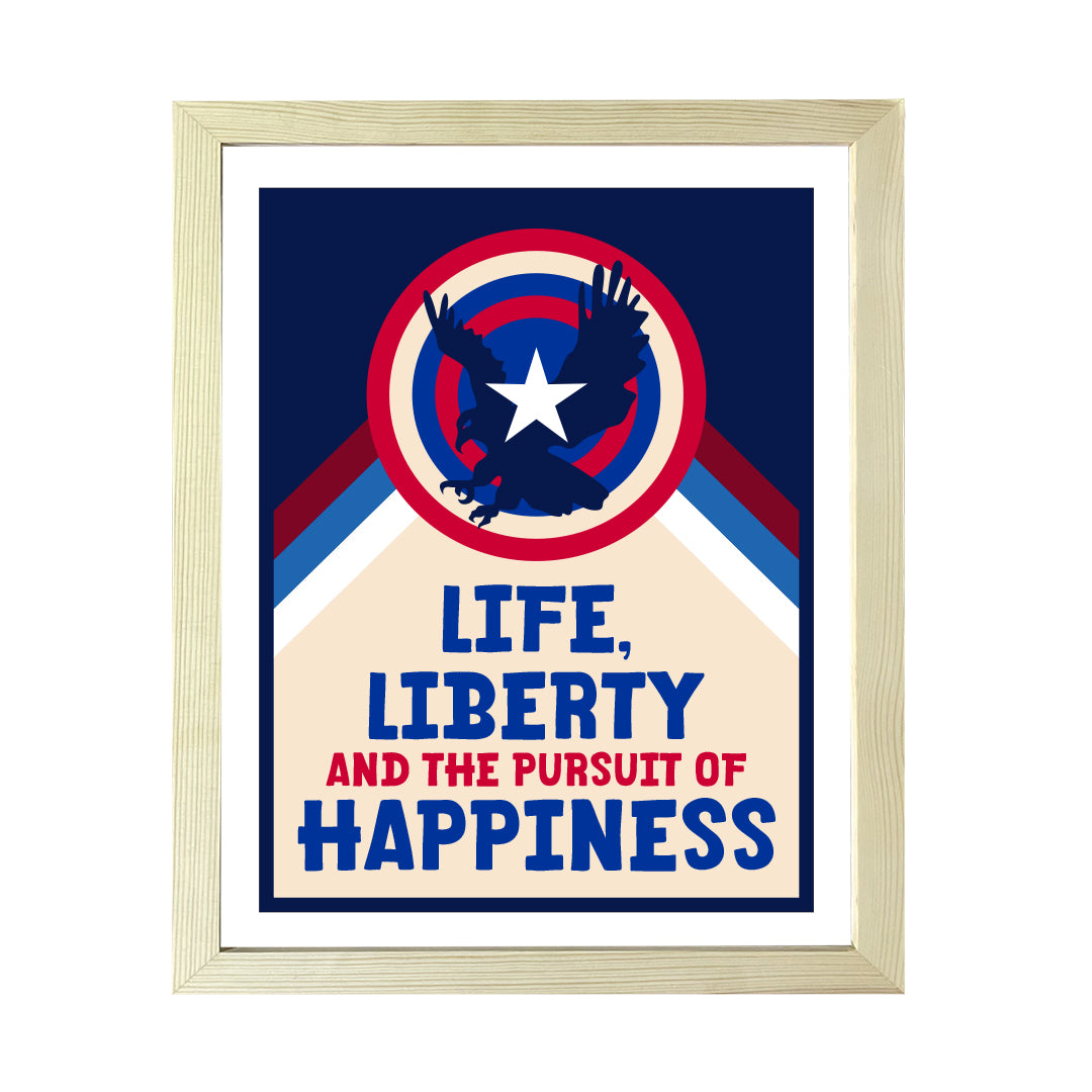 Designs ByLITA Life, Liberty and The Pursuit of Happiness, Wall Print Art | USA Patriotic Decoration (Unframed or Framed)