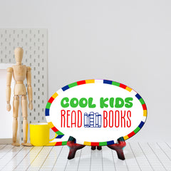 Cool Kids Read Books Speech Bubble Table Sign With Acrylic Stand (6” x 4”) | Kindergarten Elementary School Decoration