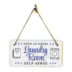 Open 24 Hours Laundry Room Self-Serve 5x10 Hanging Wall or Door Sign