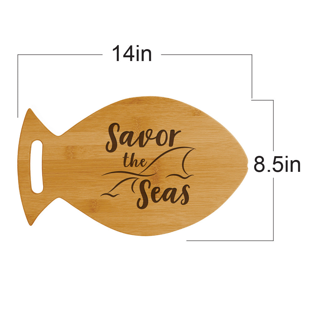 Designs ByLITA Savor The Seas 14 x 8.5" Fish Shape Cutting Board | Kitchen Chopping Board