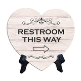 Signs ByLITA Heart Restroom This Way, Wood Color, Table Sign (6"x5")