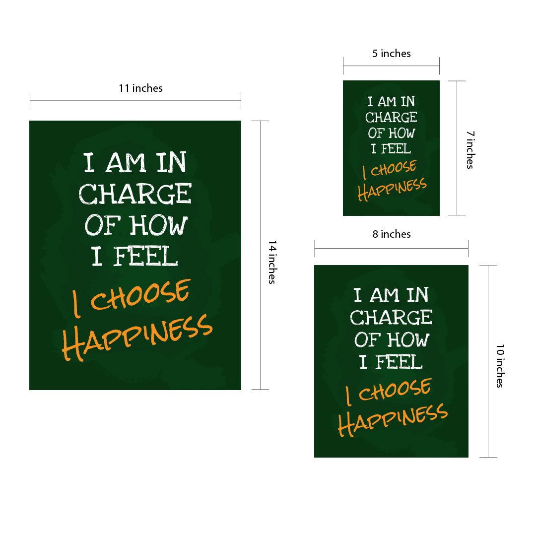 Designs ByLITA I Am In Charge Of How I Feel I Choose Happiness, Framed Wall Art Print | Positive Motivational Decor