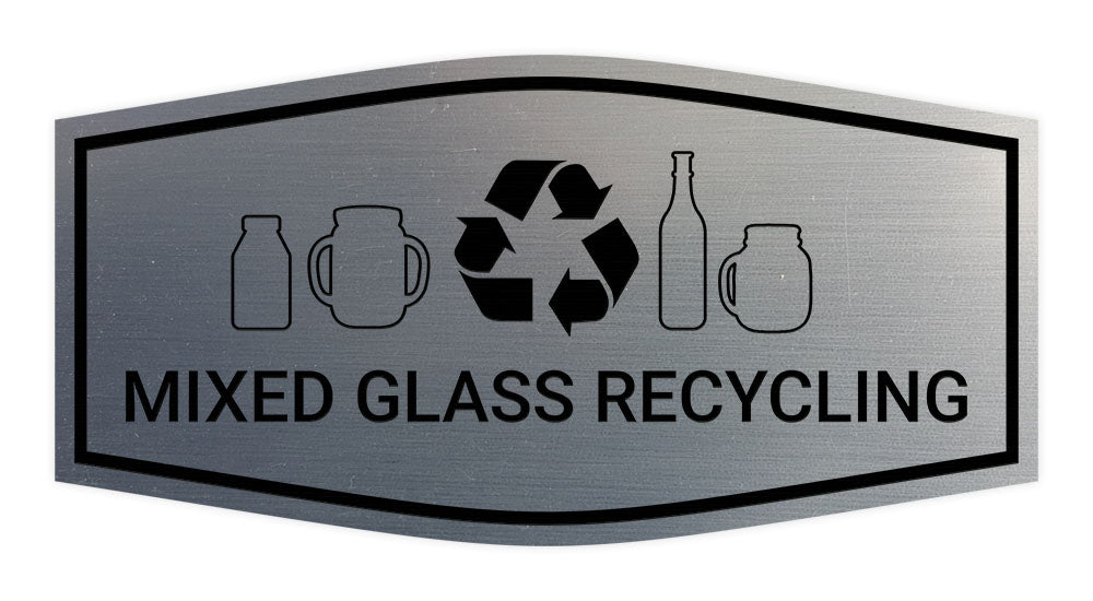 Fancy Mixed Glass Recycling Wall or Door Sign
