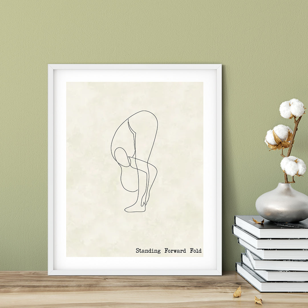 Standing Forward Fold, FRAMED Print Yoga Wall Art