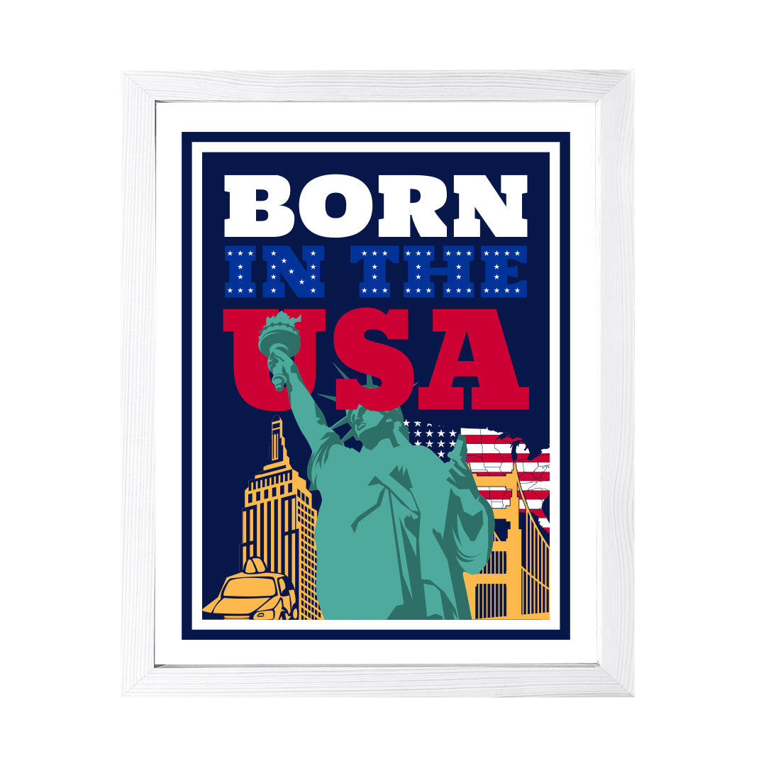 Designs ByLITA Born in the USA, Wall Print Art | USA Patriotic Decoration (Unframed or Framed)