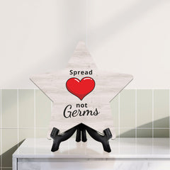 Signs ByLITA Spread Love Not Germs, Wood Color Star Table Sign (6"x5")