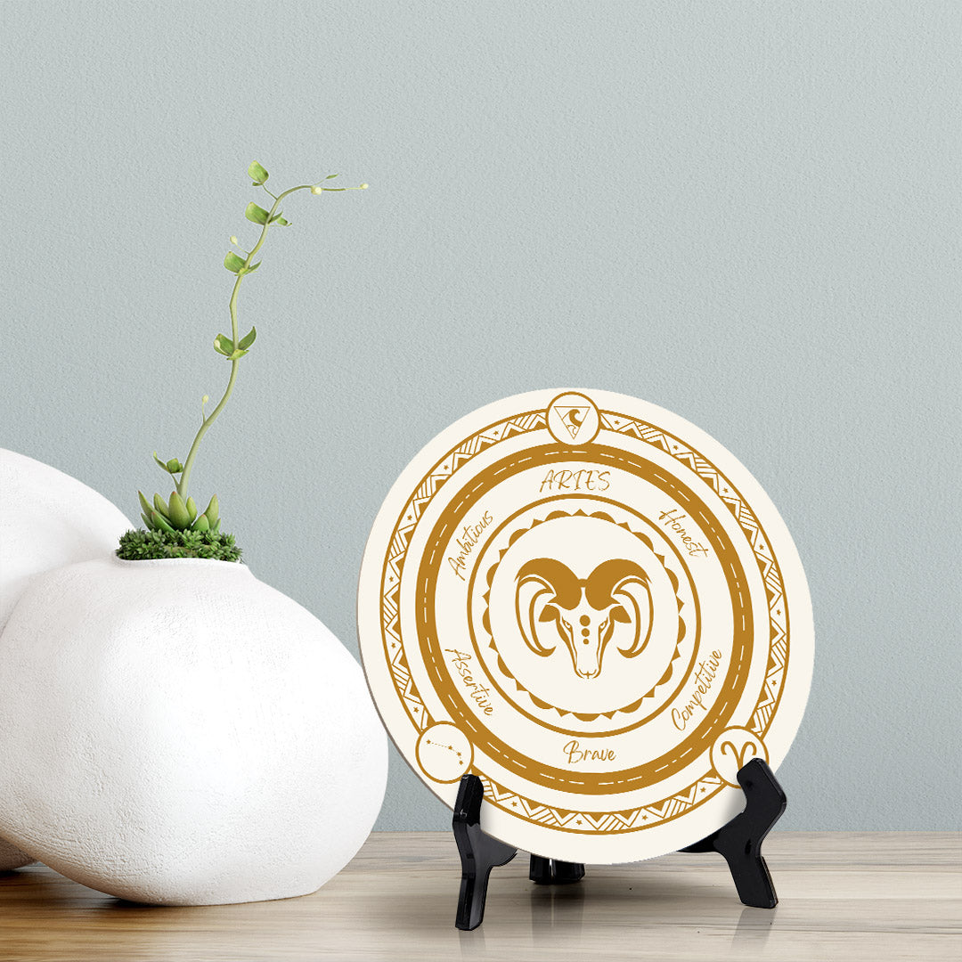Aries Zodiac Circle Table Sign (5x5")
