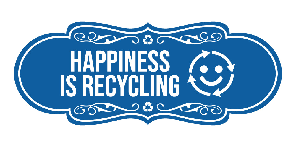 Signs ByLITA Designer Happiness Is Recycling Wall or Door Sign