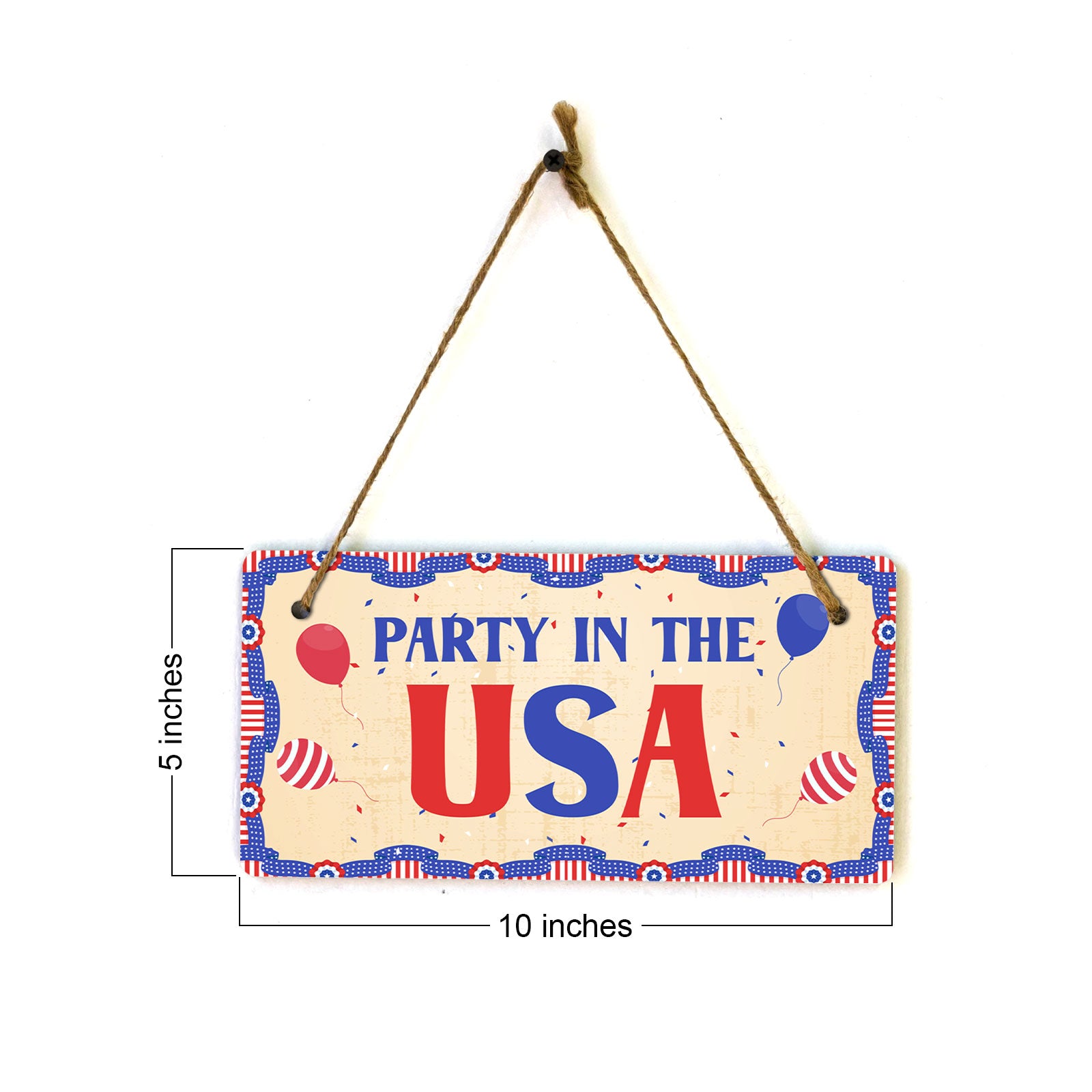 Party In The USA 5x10 Hanging Plus Wall or Door Sign | USA Home Decor