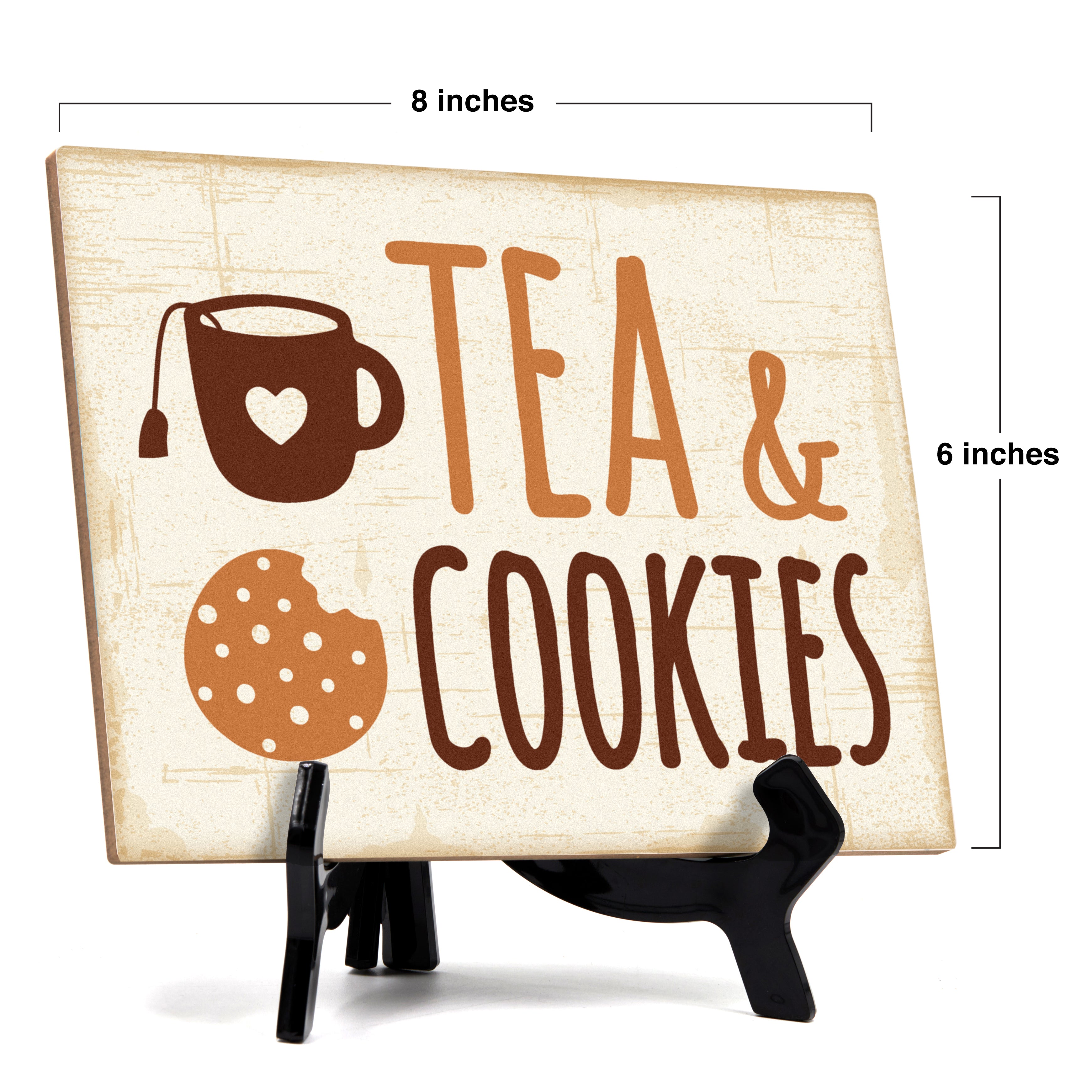 Signs ByLITA Tea and Cookies Station Wedding Decoration Table Sign with Acrylic Stand (6x8“)
