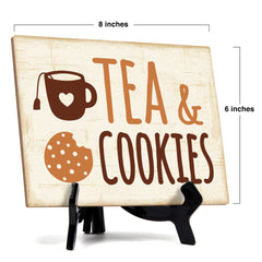 Signs ByLITA Tea and Cookies Station Wedding Decoration Table Sign with Acrylic Stand (6x8“)