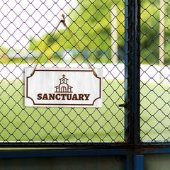 Sanctuary 5x10 Hanging Plus Wall or Door Sign | Religious Rustic Wood Sign