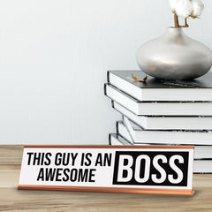 Signs ByLITA This Guy Is An Awesome Boss Gold Frame Desk Sign (2x8?)
