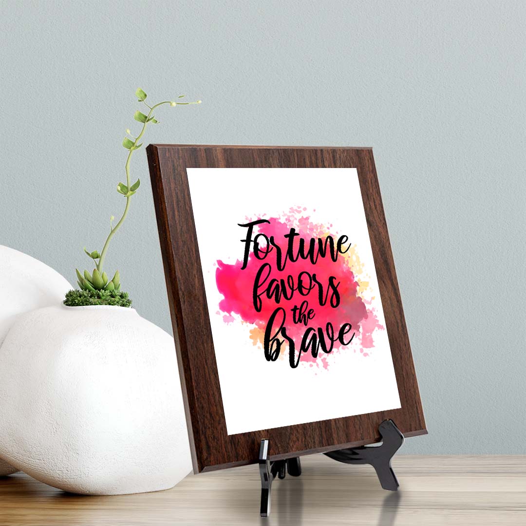 Fortune Favors The Brave Decorative Wall Plaque (Full Color) | Positive Affirmation Inspiration Décor