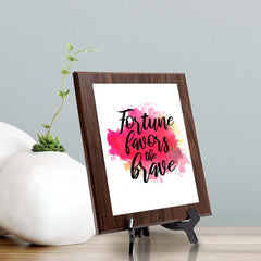 Fortune Favors The Brave Decorative Wall Plaque (Full Color) | Positive Affirmation Inspiration Décor