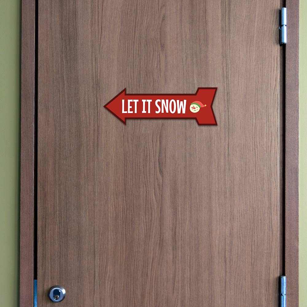 Arrow Shape Plus Let it Snow 12x4" Wall or Door Sign | Christmas Holiday Decoration