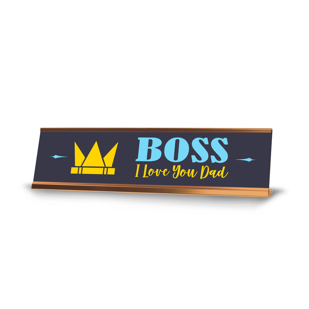 Signs ByLITA Boss I Love You Dad Gold Frame, Desk Sign (2x8")