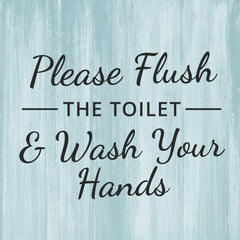 Signs ByLITA Please Flush The Toilet & Wash Your Hands, Wood Color, Square Table Sign (5" x 5”)
