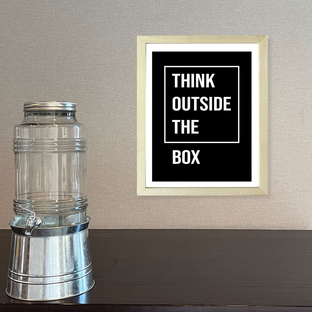 Designs ByLITA Think Outside The Box, Framed Wall Art Print | Positive Motivational Decor