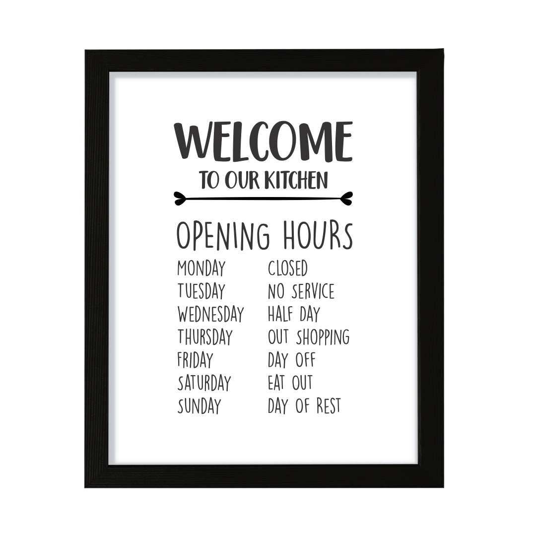 Welcome To Our Kitchen, Framed Wall Art, Home Décor Prints