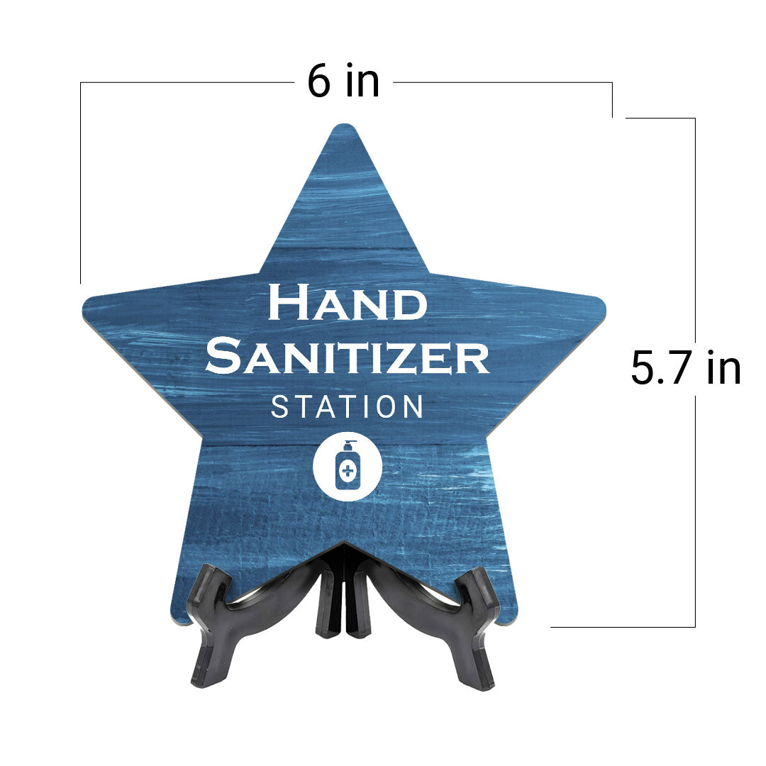 Sign ByLITA Hand Sanitizer Station, Wood Color, Star Table Sign (6"x5")