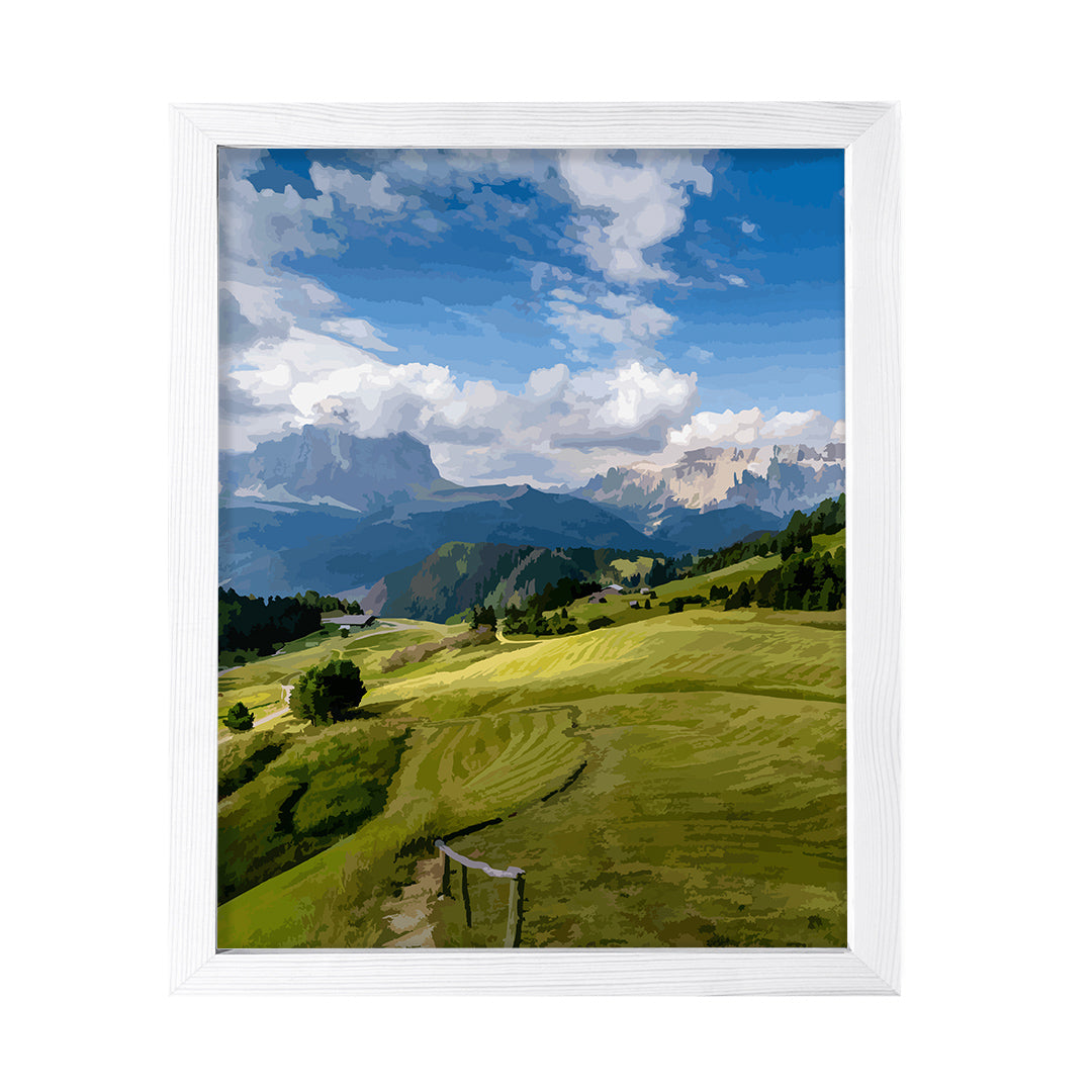 Blue Sky Country Scene, Framed Print Sign Easy Installation | Countryside Beauty | Stylish Modern Decoration For The Home and Office