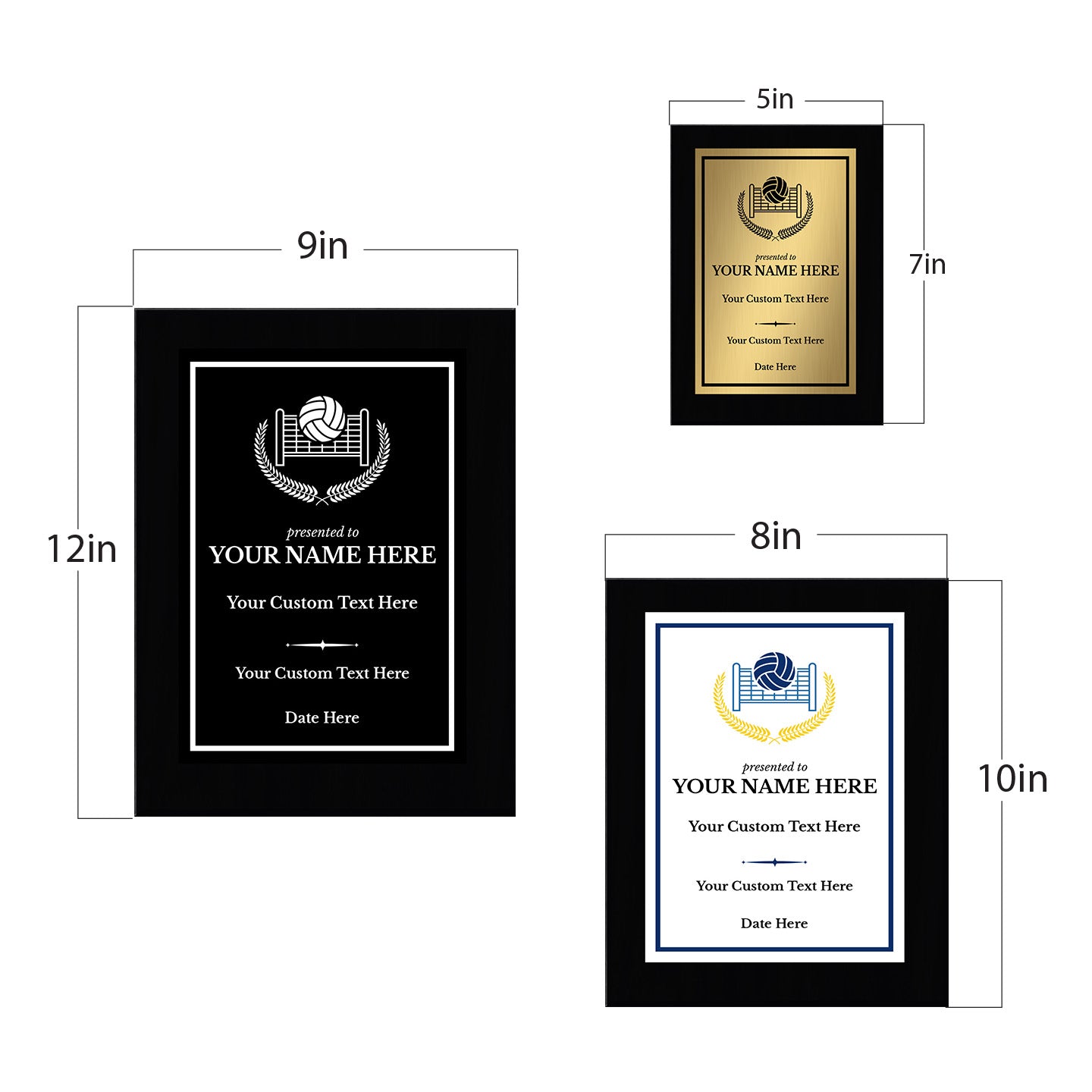 Volleyball Customizable Black Frame Wooden Award Plaque | Easel Mount Option | Achievement and Recognition Personalizable Plaques