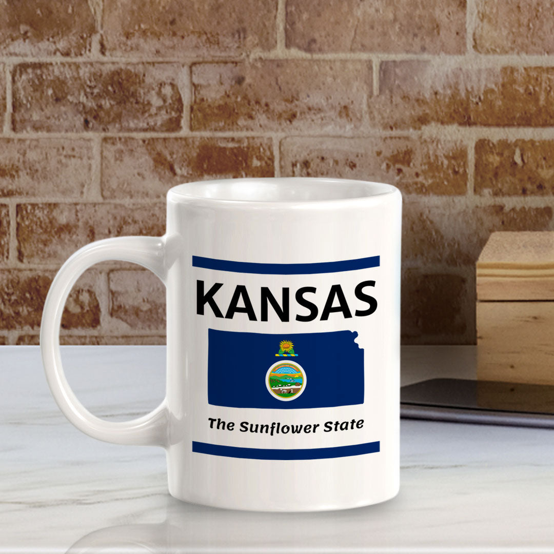 Designs ByLITA Kansas: The Sunflower State 11oz Plastic or Ceramic Coffee Mug | State Pride Collection