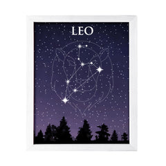 Designs ByLITA Leo Zodiac Sign Night Sky, Wall Print Art | Home and Office Decor | Astrology Star Sign Bedroom Decoration | Perfect Gift