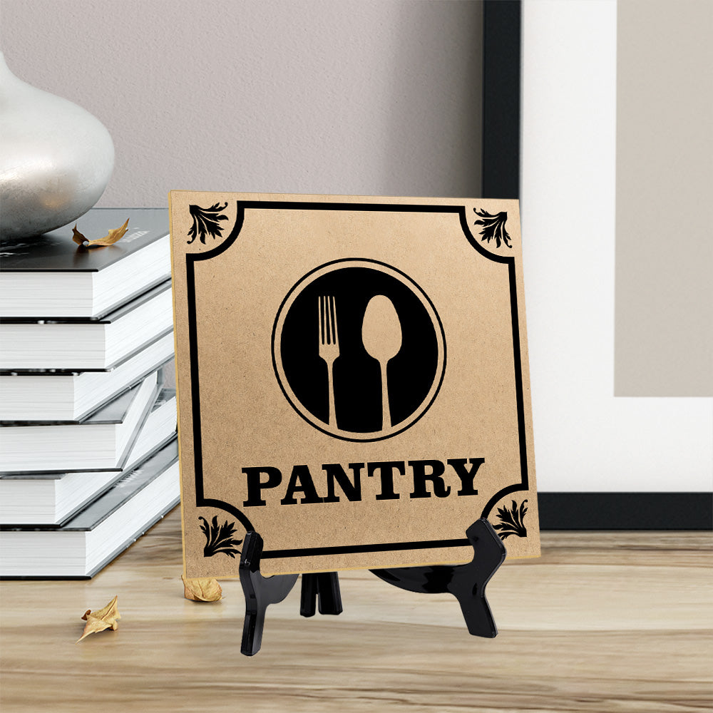 Pantry 5"x 5" Square Table Sign With Acrylic Easel | Home & Office Decor