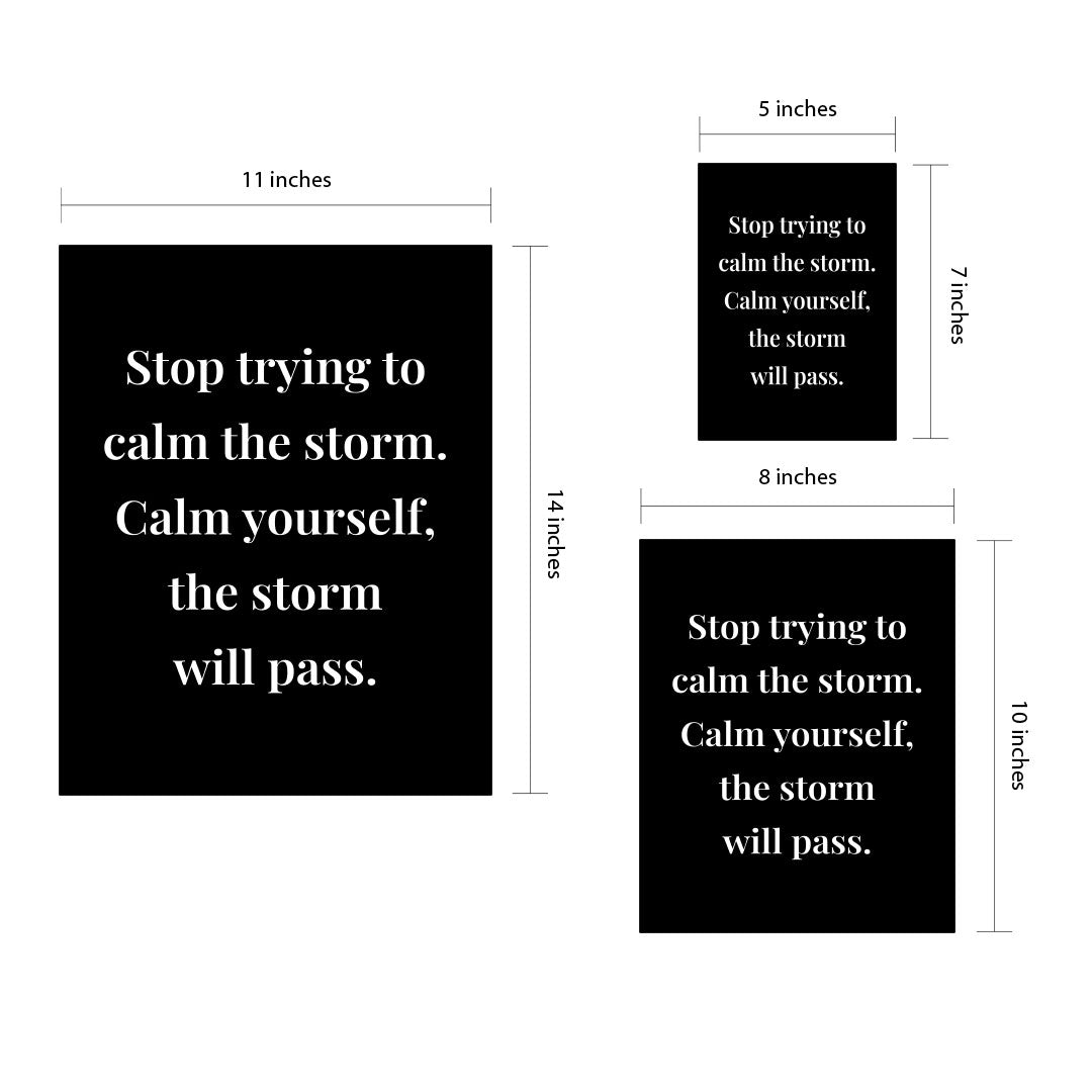 Designs ByLITA Stop Trying To Calm The Storm. Calm Yourself, The Storm Will Pass. Framed Wall Art Print | Buddhist Quotes Motivational Decor