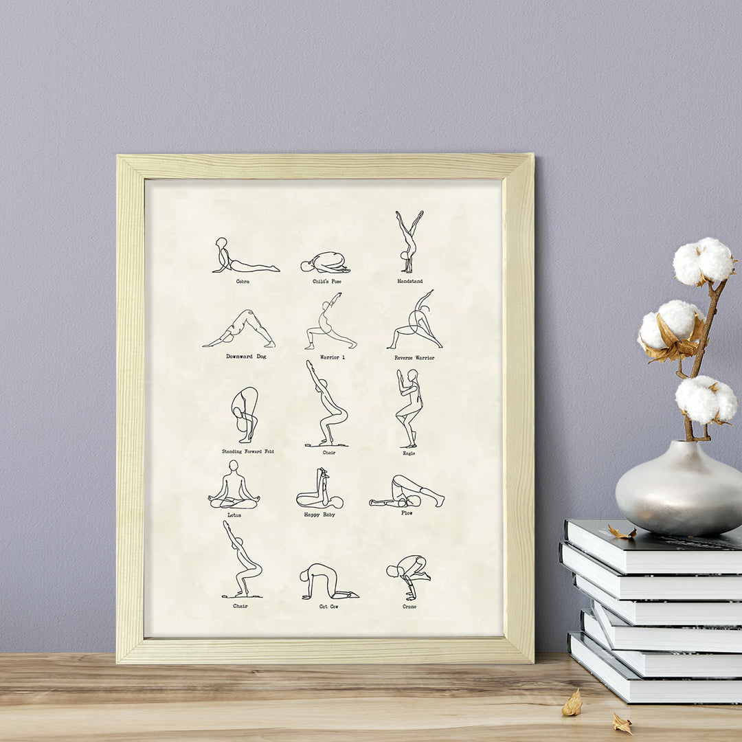 Yoga Poster, FRAMED Print Yoga Wall Art