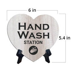 Signs ByLITA Heart Hand Wash Station, Wood Color, Table Sign (6"x5")